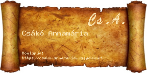 Csákó Annamária névjegykártya